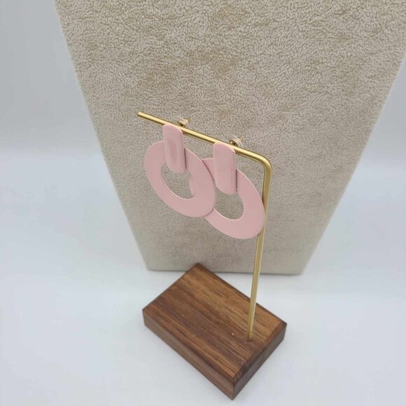 J Crew Pink Enamel Circle Earrings - Picture 5 of 12